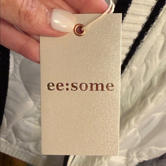 eesome White Quilted Open Cardigan Jacket with Black Trim - Picture 6 of 6